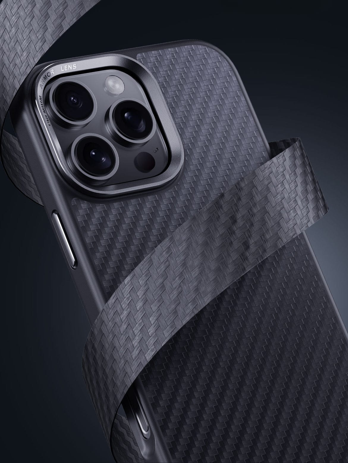 The iPhone 16 Pro Max Kevlar Fiber Case is an ultra-slim accessory that not only offers a triple camera setup encased in a Kevlar fiber textured material but also features premium protection for both the camera and screen, and is 38-magnet MagSafe compatible.