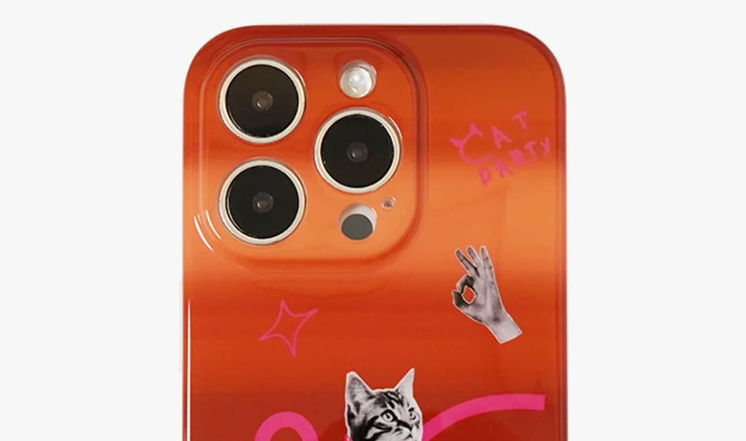 Embrace the Playful Spirit: iPhone 16 Pro Max Case Cat Vibes Orange Gradient Edition