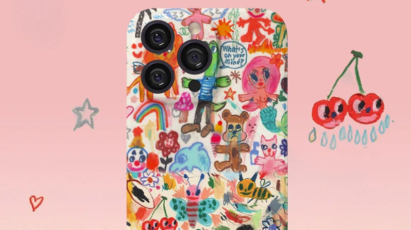 Embrace Playful Creativity with the iPhone 16 Pro Max Case: Vibrant Doodle Art Edition