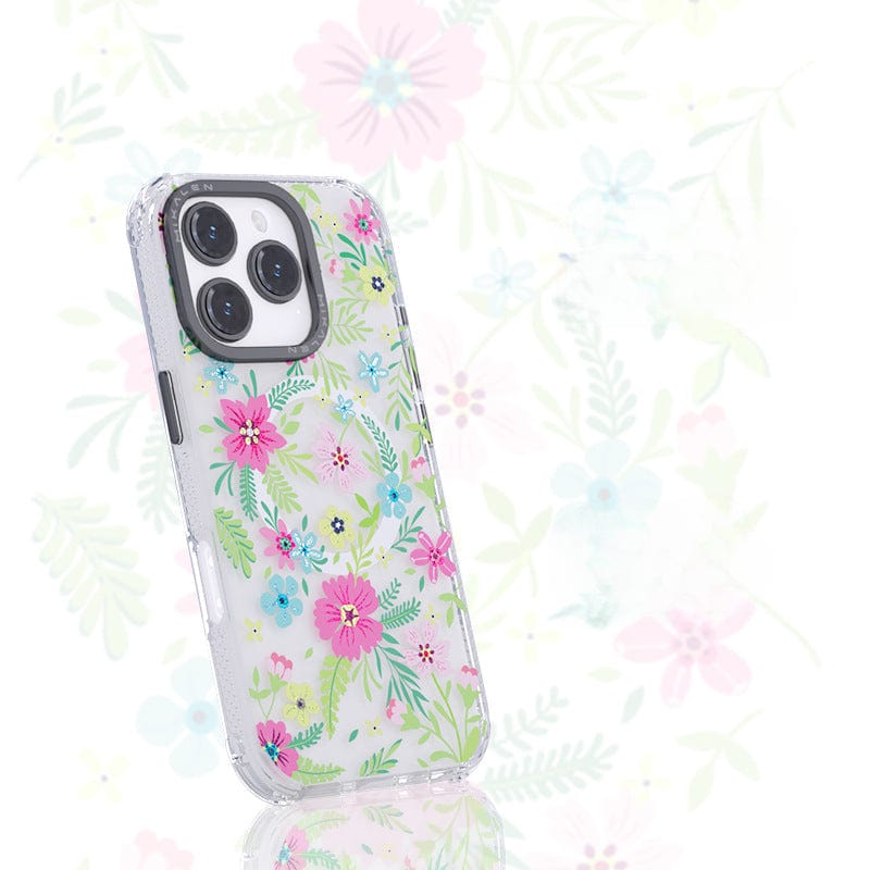 The Floral MagSafe iPhone 16 Pro Max Case features a stunning jade grass flower 3D design. This shockproof clear cover combines TPU and PC materials, offering both style and protection for your device while ensuring MagSafe compatibility.