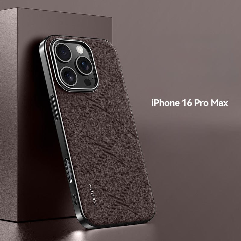 iPhone 16 Pro Max Leather Case | Metal Button Finish