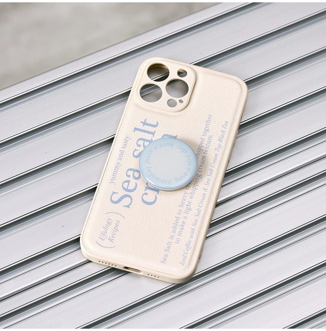 Sea Salt Cream MagSafe iPhone 16 Pro Max Case with a minimalist textured design, featuring a stand and an all-inclusive protective cover.