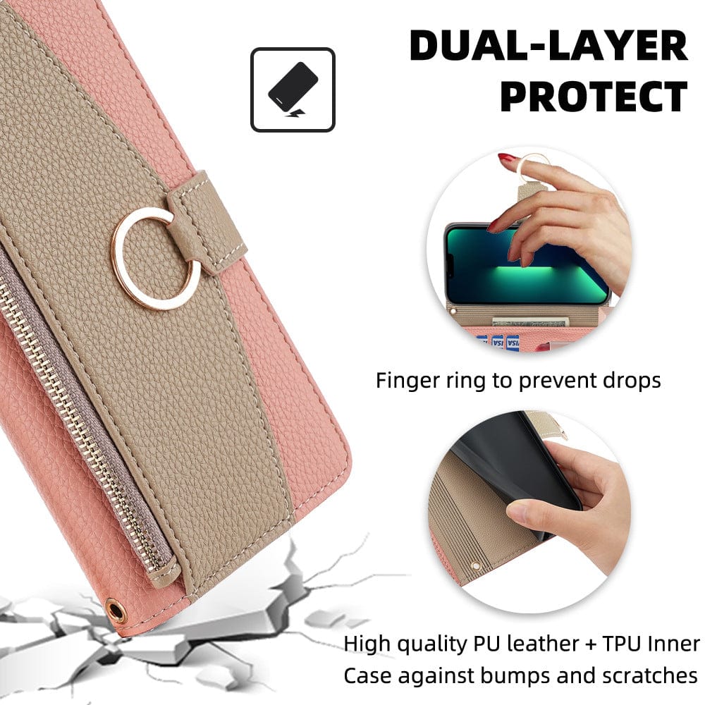 Introducing the iPhone 16 Pro Max Crossbody Wallet Case, crafted from premium PU leather. This versatile case features a built-in mirror, multiple card slots, a hidden stand for hands-free use, and a detachable strap for convenience. Ensure your device stays protected and stylish with this all-in-one solution designed for functionality and elegance.