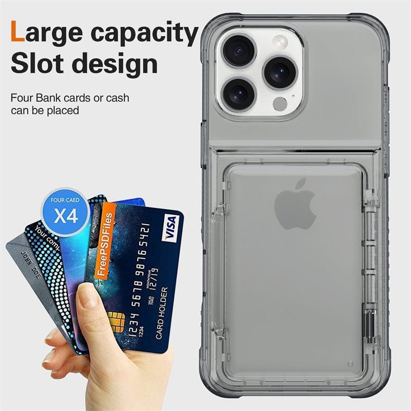 iPhone 16 Pro Max Clear Case with Kickstand & Card Holder iPhone 16 Pro Max Clear Case with Kickstand & Card Holder