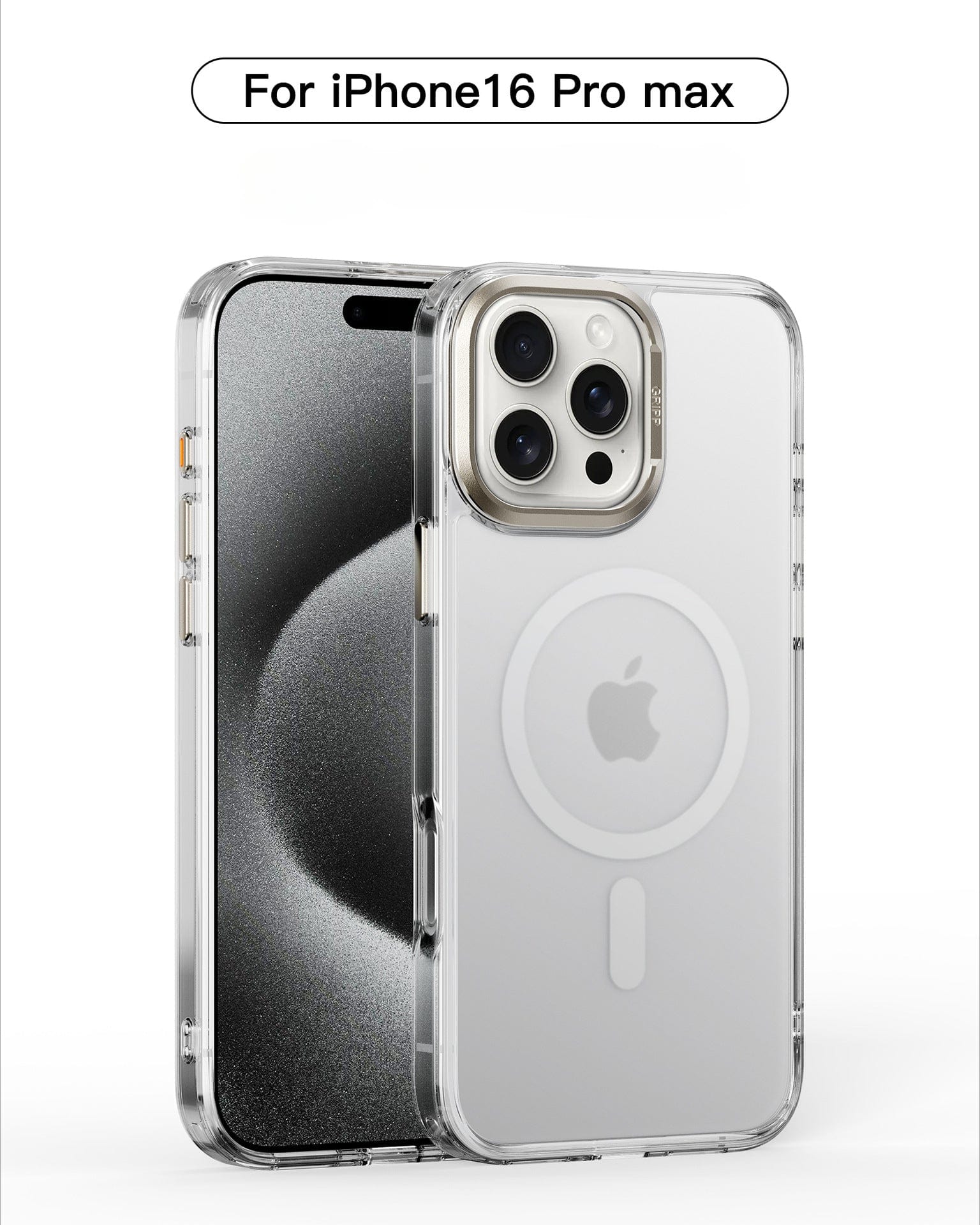 The iPhone 16 Pro Max Clear Case features precise cutouts for the camera and buttons, an anti-fingerprint finish, a visible Apple logo on the back, and supports MagSafe charging. It includes 36 N52 magnets, raised camera protection, and aluminum alloy buttons for seamless connectivity.