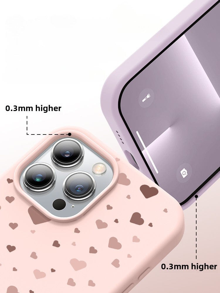 Enhance the protection of your iPhone 16 Pro Max with our soft liquid silicone case, featuring a stylish heart pattern. This durable, dust-resistant cover includes a 0.3mm raised edge around the camera and screen for added shockproof defense and boasts an anti-fingerprint coating for extra resilience and style.