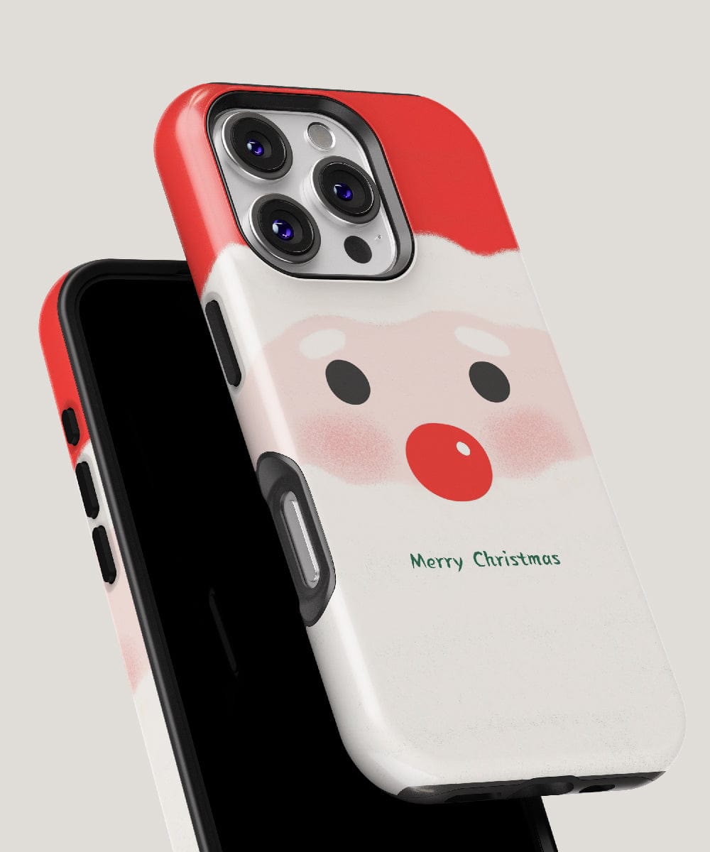 The Minimalist Santa iPhone 16 Pro Max Case features a charming holiday design with a red hat, rosy cheeks, and "Merry Christmas" text. It's MagSafe-compatible and provides dual-layer protection, making it the perfect festive accessory for your smartphone.